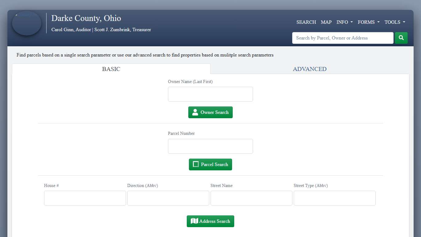 Advanced Search - Carol Ginn, Auditor, Scott J. Zumbrink, Treasurer